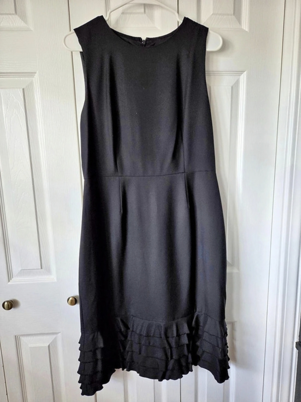 J.Crew Black Ruffle Hem Sleeveless Sheath Dress Size 10